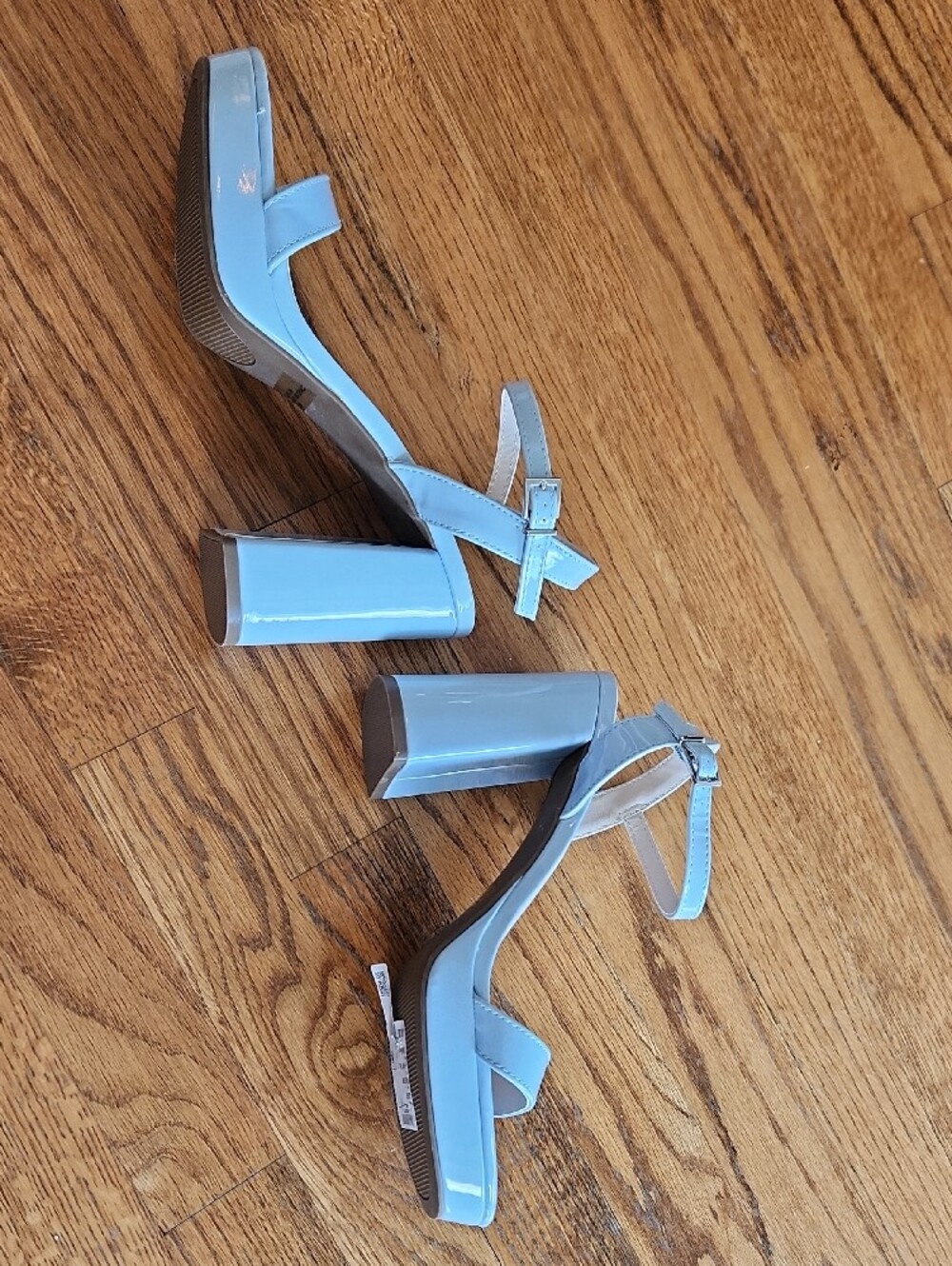Sugar Light Blue Ankle-Strap Block Heel Sandals - Picture 4 of 9
